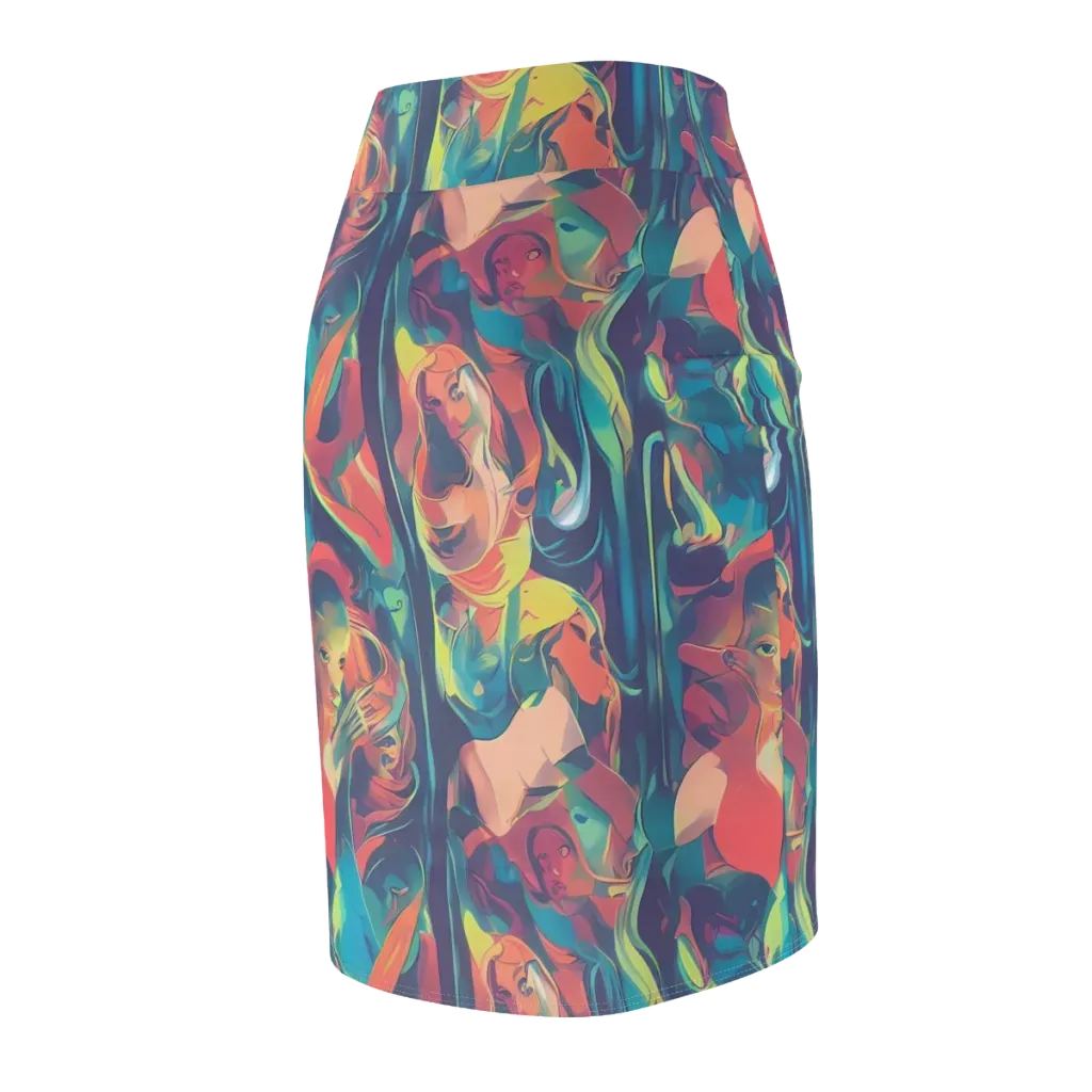 Neon Aurora on Pencil Skirt — Back Side