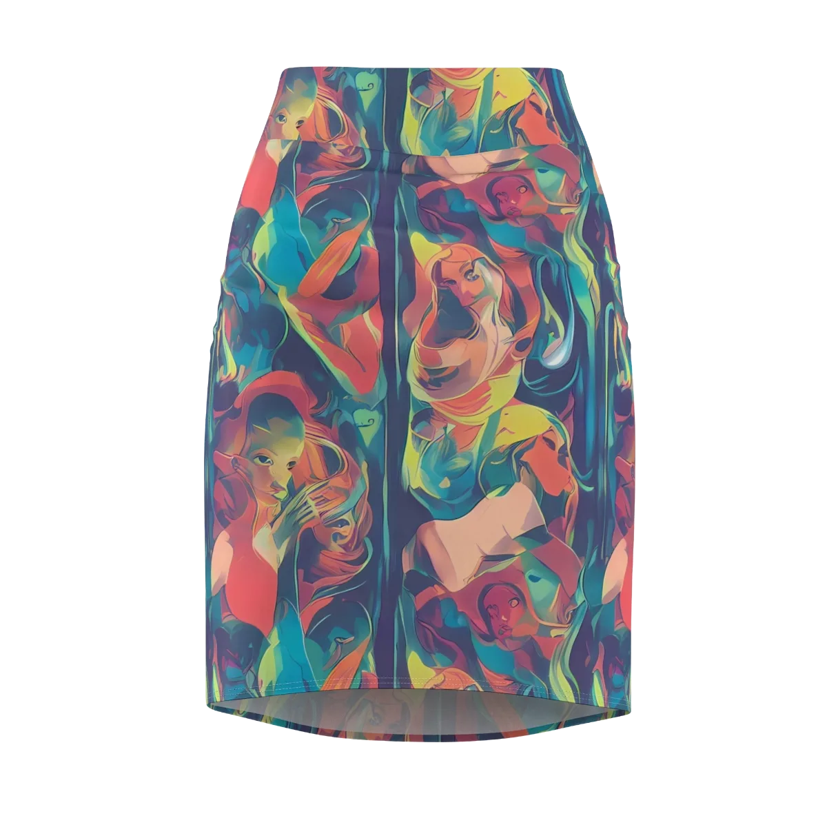 Neon Aurora on Pencil Skirt — Front
