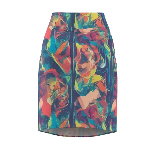 Neon Aurora on a Pencil Skirt