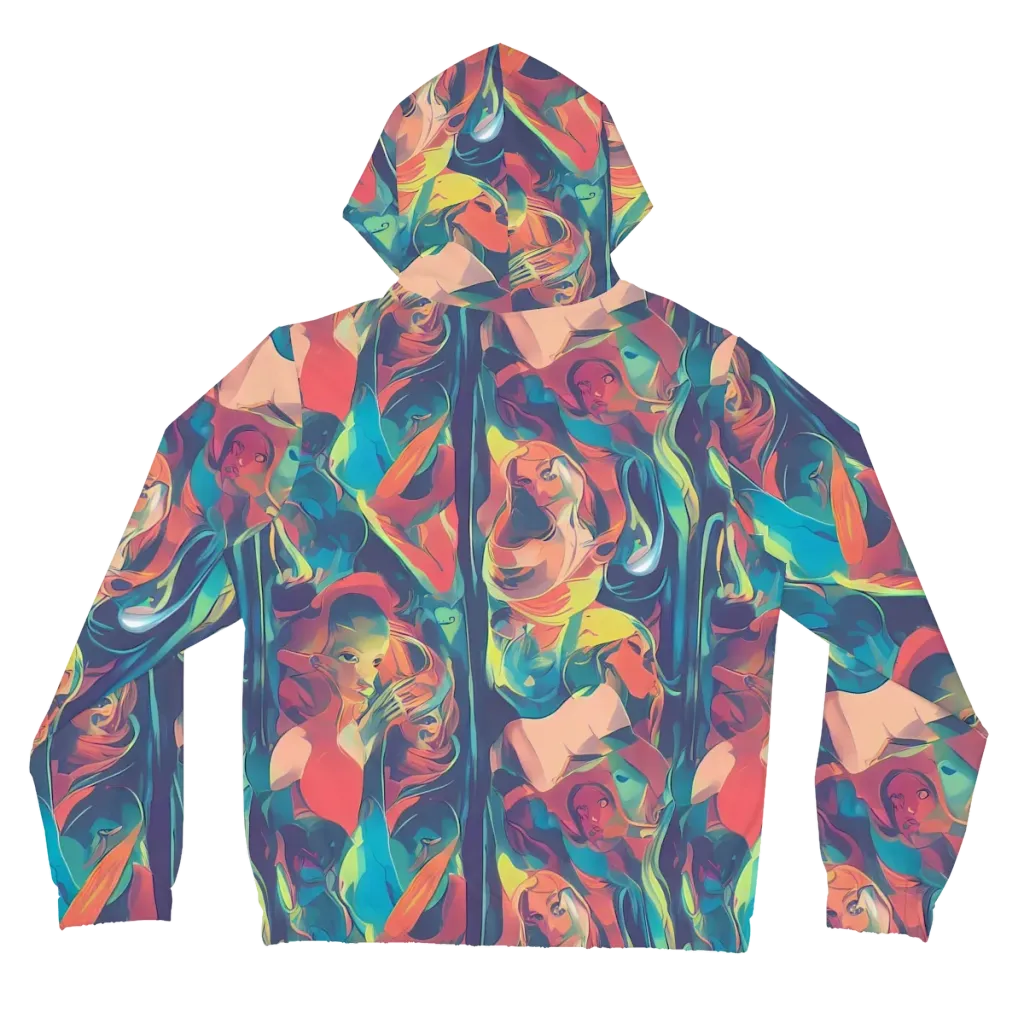 Neon Aurora on Women's Full-Zip Hoodie — Back