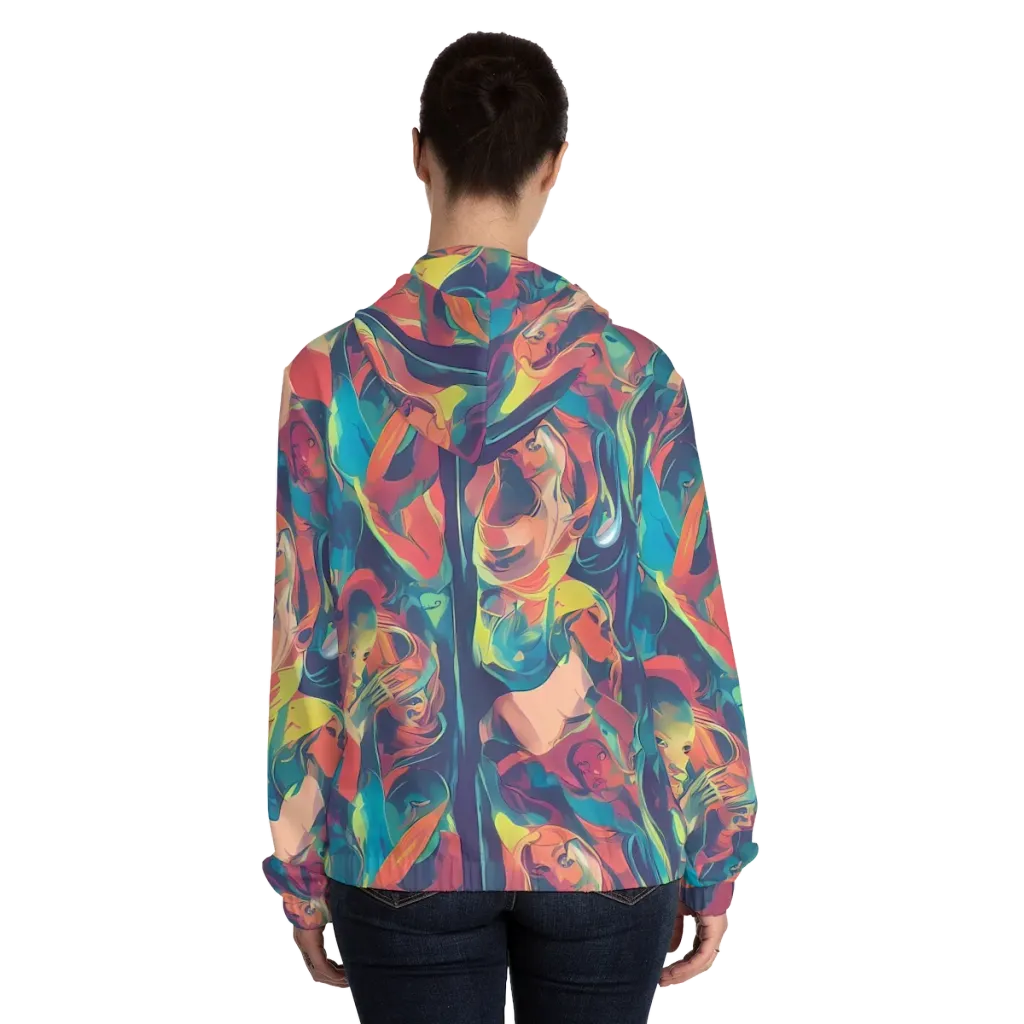 Neon Aurora on Women's Full-Zip Hoodie — Back On Person