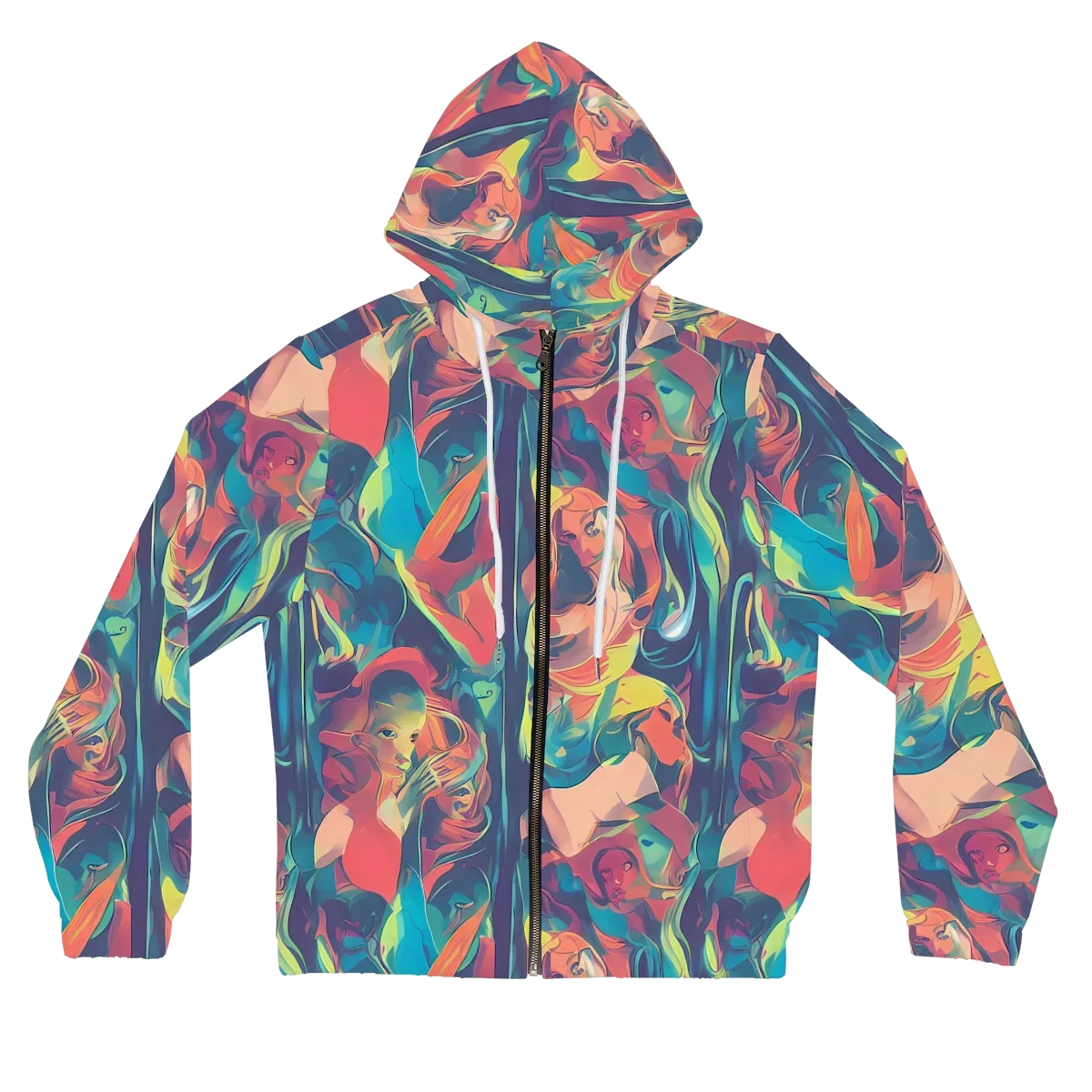 Neon Aurora on Women's Full-Zip Hoodie — Front
