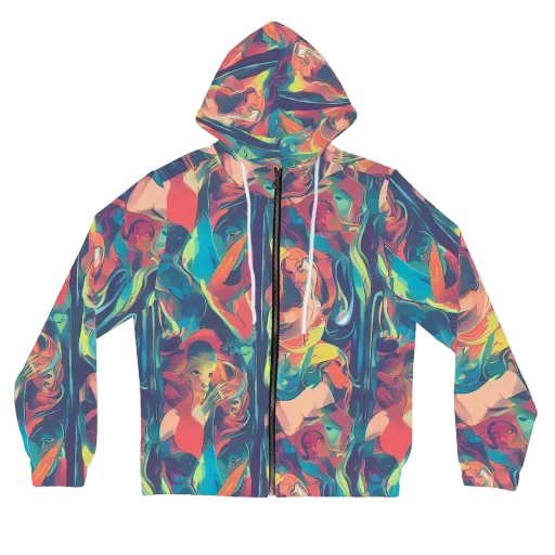 Neon Aurora on a Women's Full-Zip Hoodie