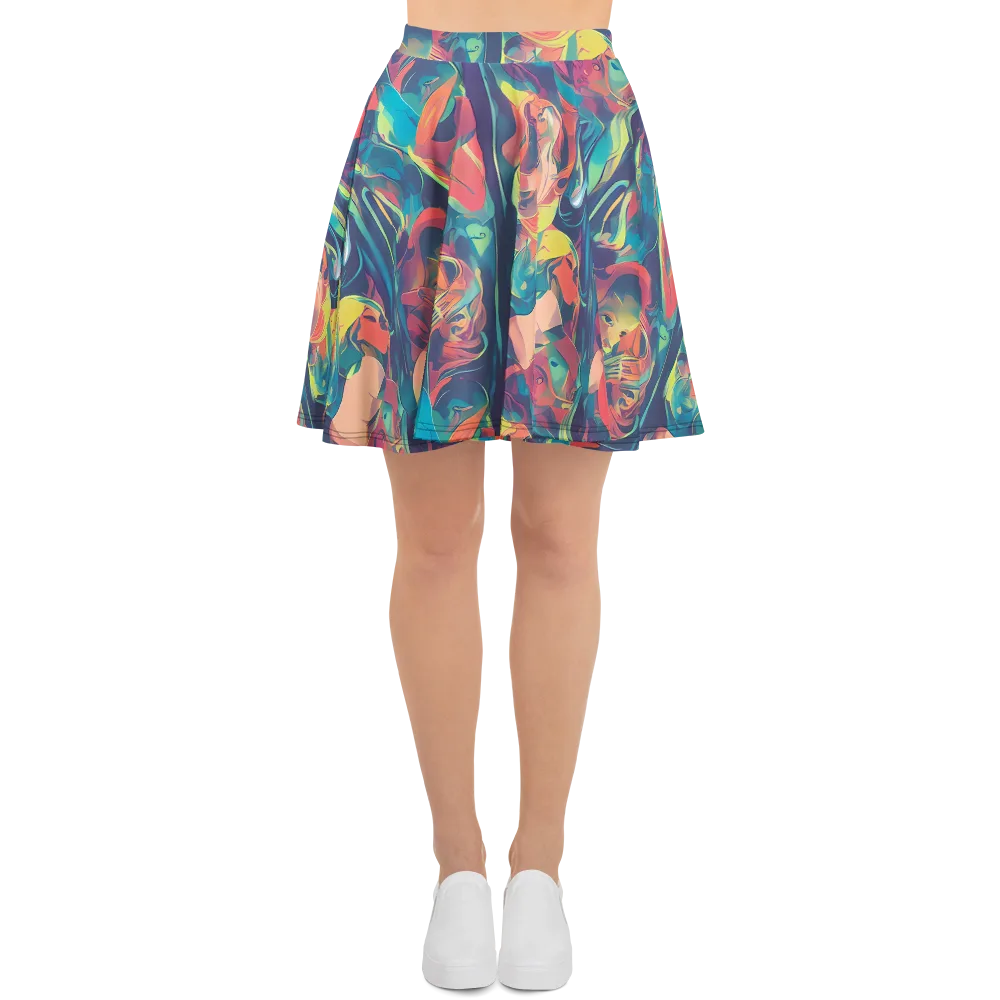 Neon Aurora on Skater Skirt — Front