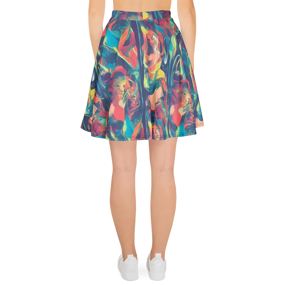Neon Aurora on Skater Skirt — Back