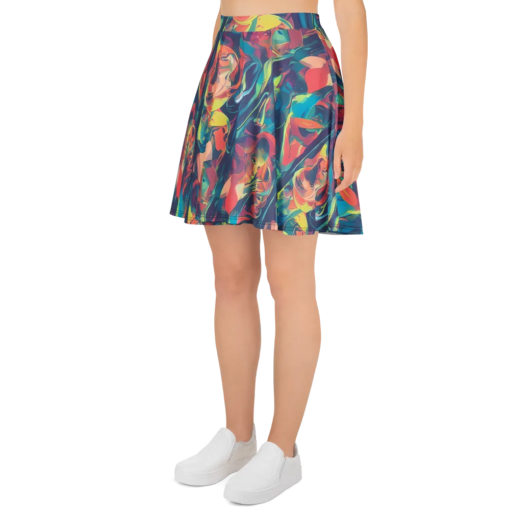 Neon Aurora on Skater Skirt — Left