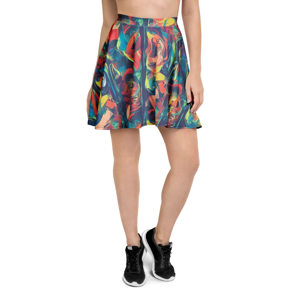 Neon Aurora on Skater Skirt — Front