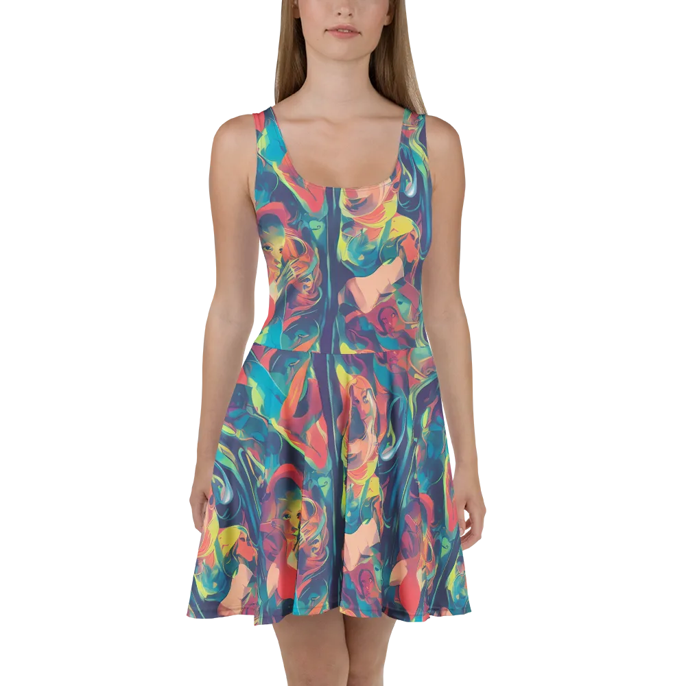 Neon Aurora on Skater Dress — Front