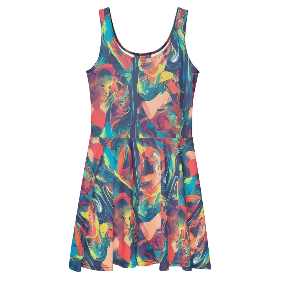 Neon Aurora on Skater Dress — Front