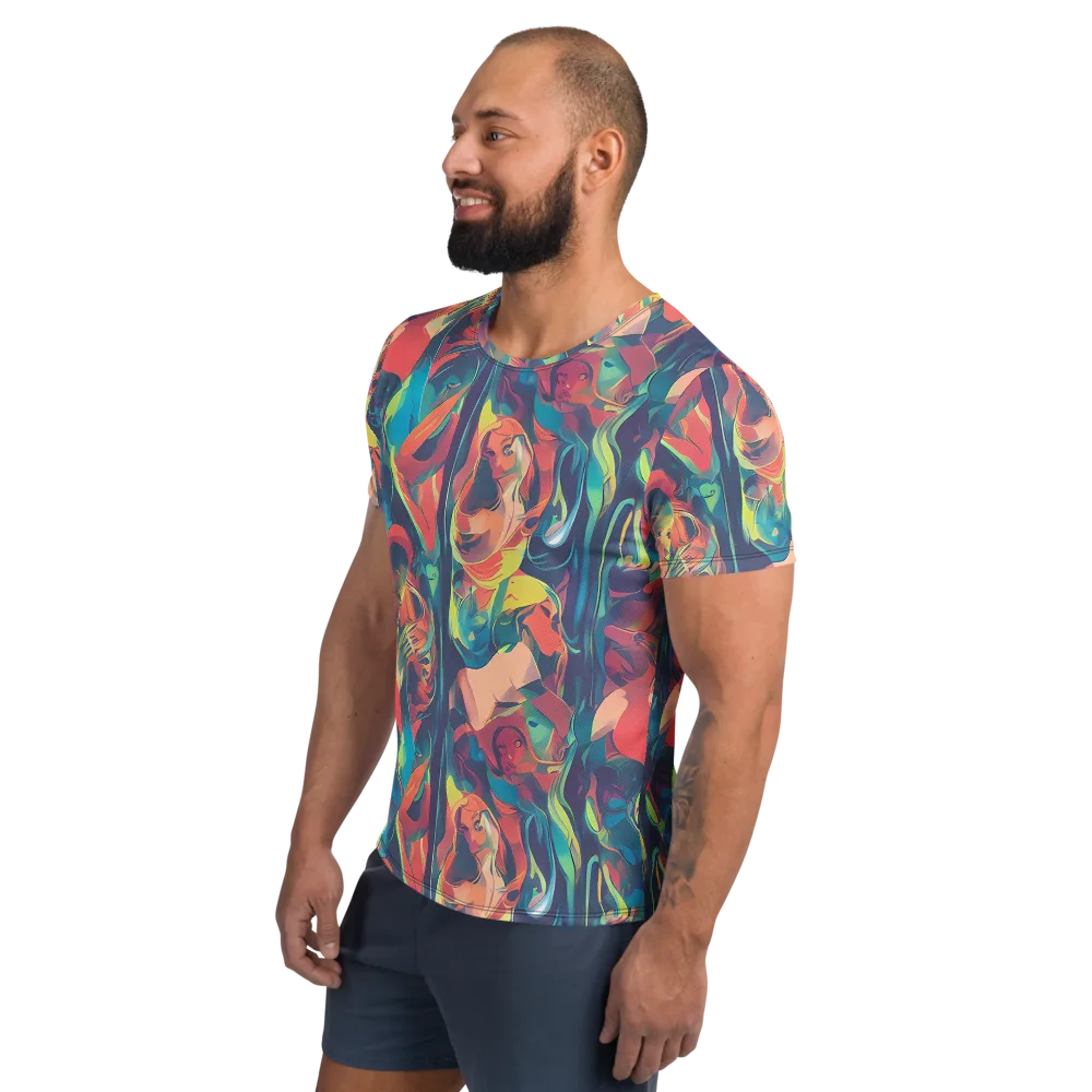Neon Aurora on Men's Athletic T-Shirt — Left