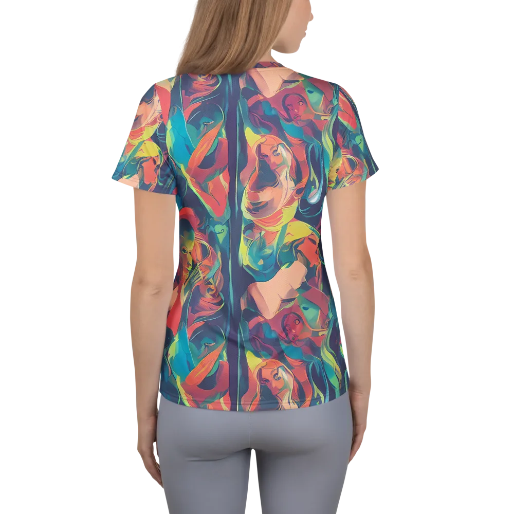 Neon Aurora on Women's Athletic T-Shirt — Back