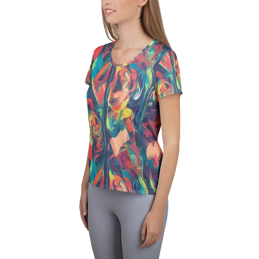 Neon Aurora on Women's Athletic T-Shirt — Left
