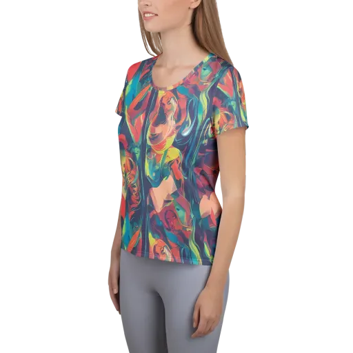 Neon Aurora on a Women's Athletic T-Shirt