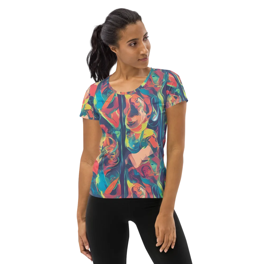 Neon Aurora on Women's Athletic T-Shirt — Front