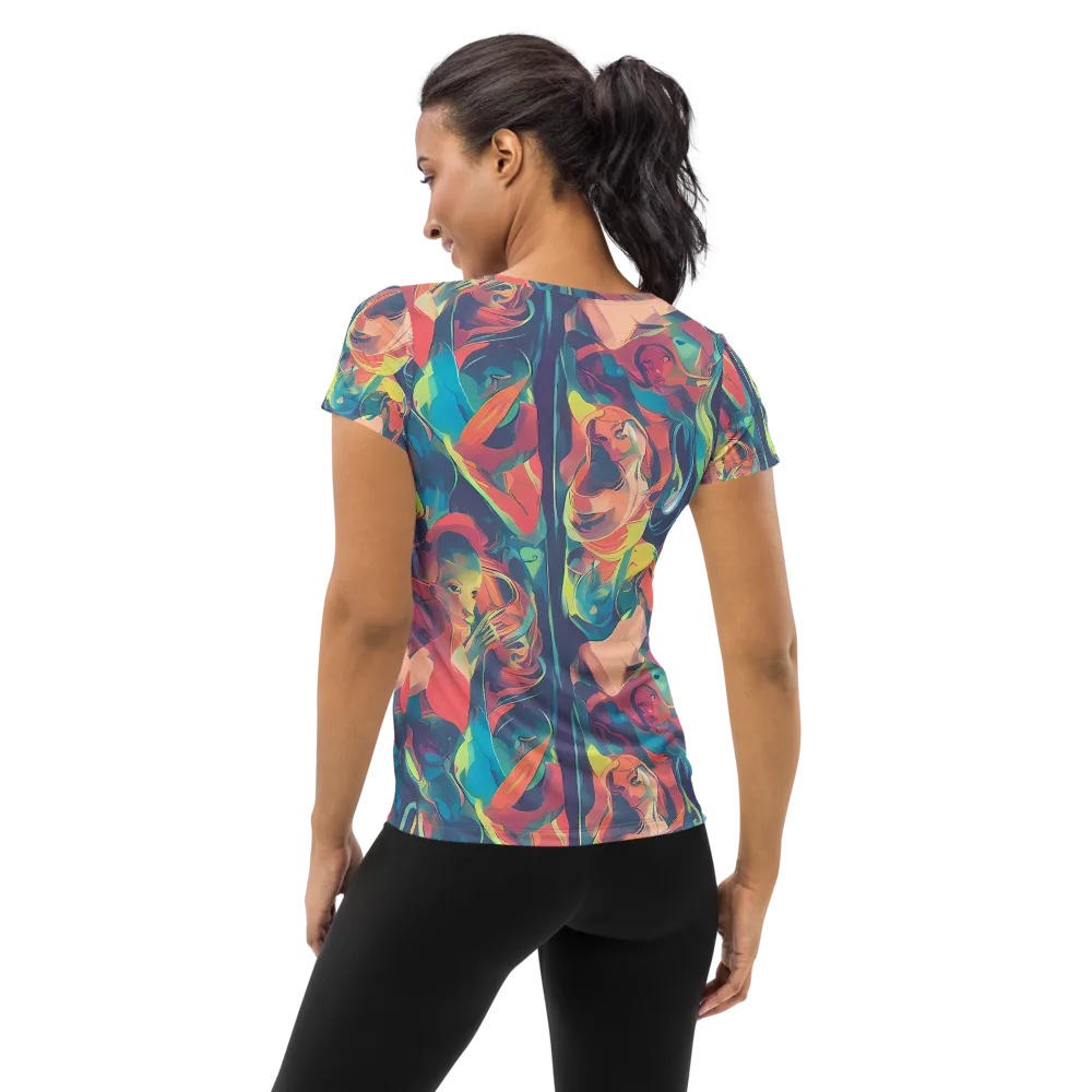 Neon Aurora on Women's Athletic T-Shirt — Back