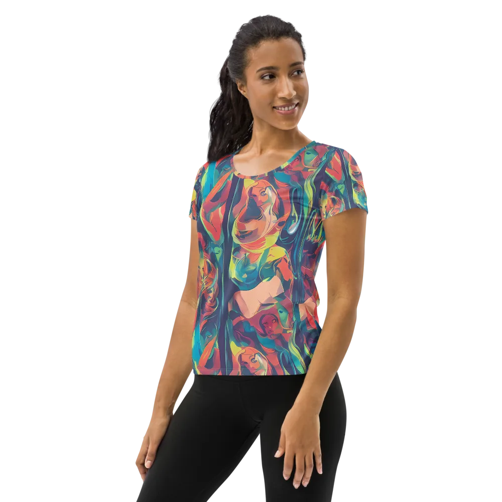 Neon Aurora on Women's Athletic T-Shirt — Left