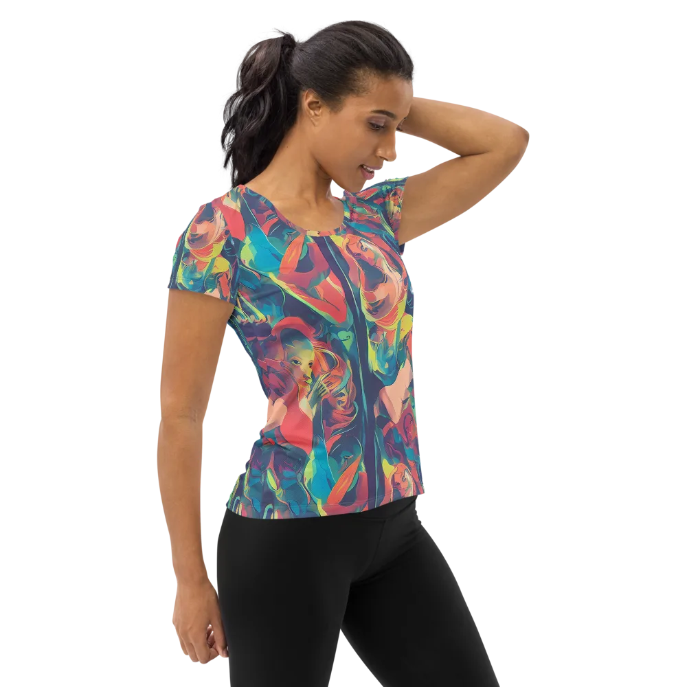 Neon Aurora on Women's Athletic T-Shirt — Right