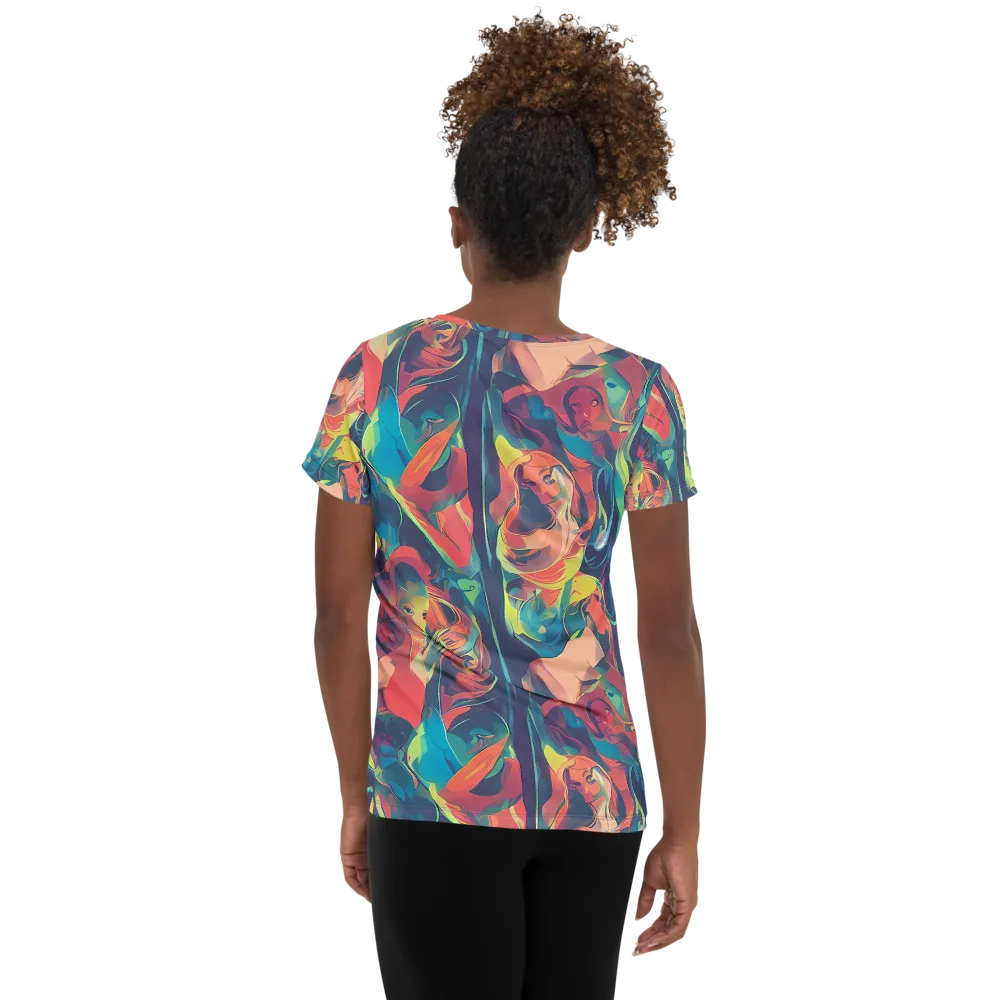 Neon Aurora on Women's Athletic T-Shirt — Back