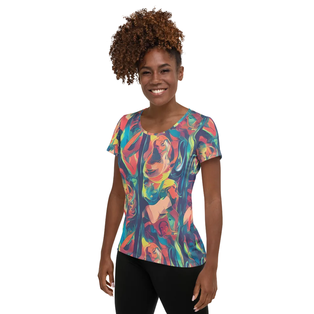 Neon Aurora on Women's Athletic T-Shirt — Left