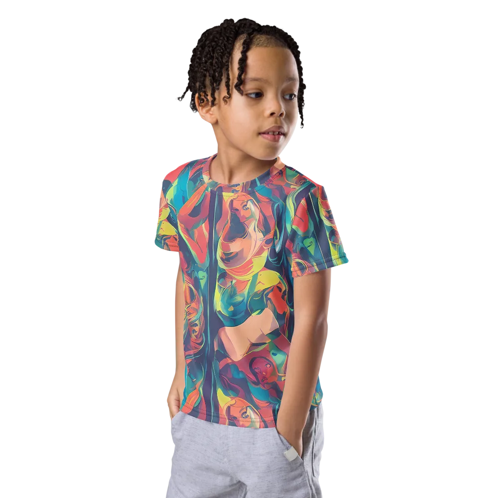Neon Aurora on Kids Crew Neck T-Shirt — Left Front