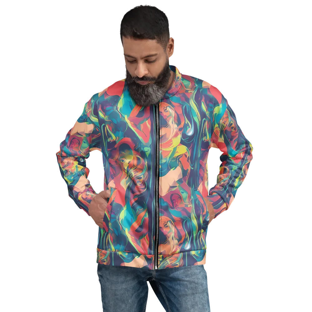 Neon Aurora on Bomber Jacket — Front