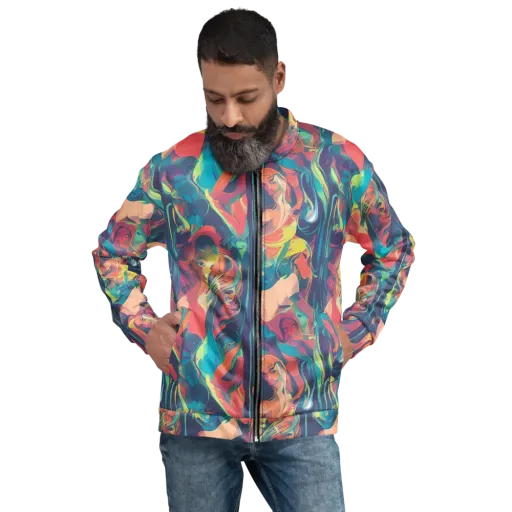 Neon Aurora on a Bomber Jacket