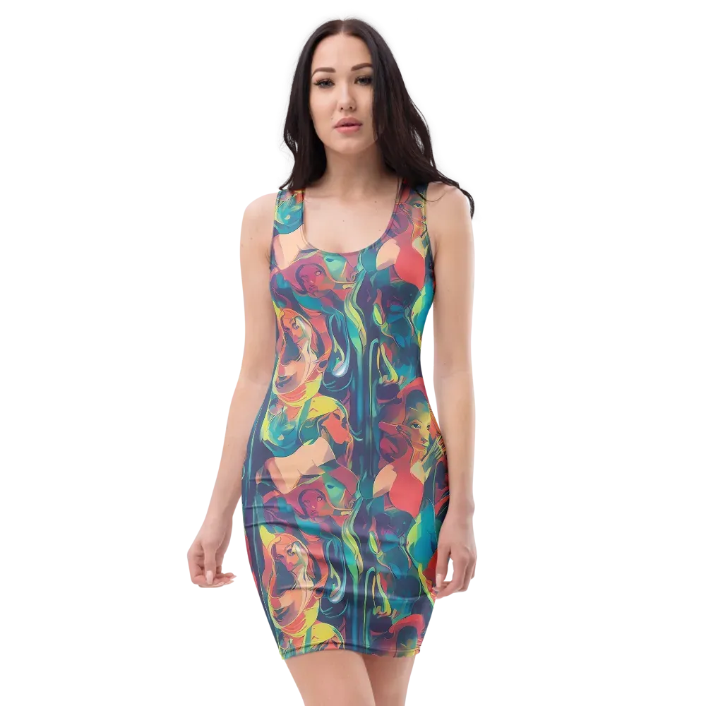 Neon Aurora on Bodycon Dress — Front