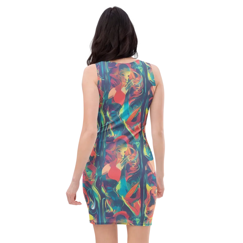 Neon Aurora on Bodycon Dress — Back