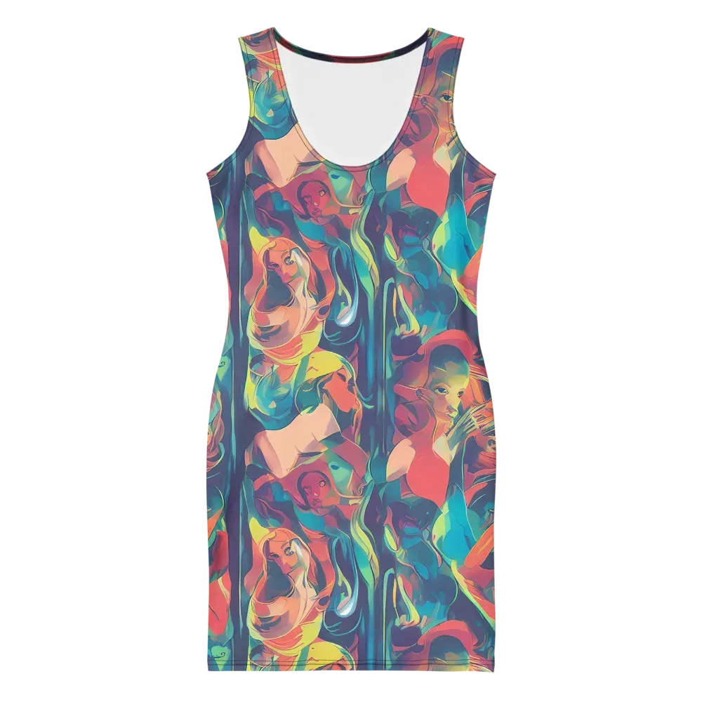 Neon Aurora on Bodycon Dress — Front
