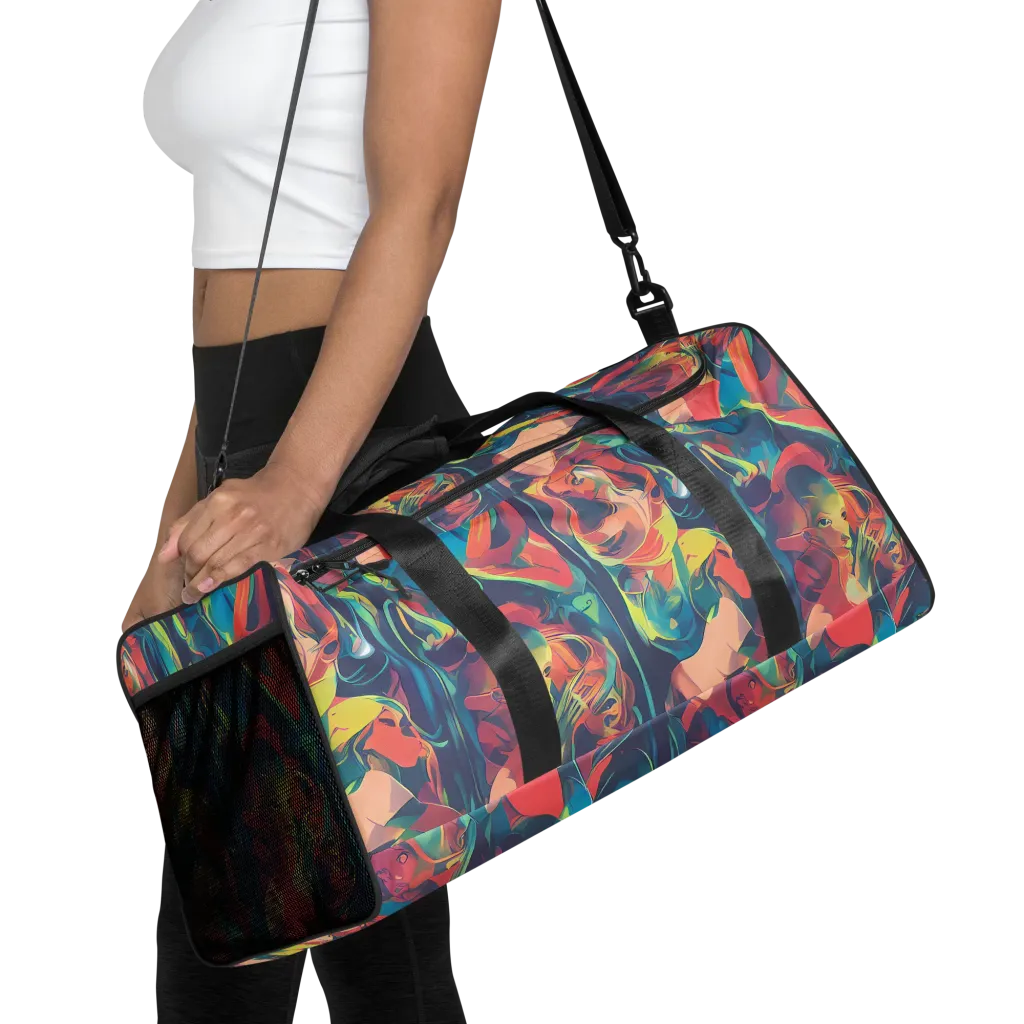 Neon Aurora on Duffle Bag — Front