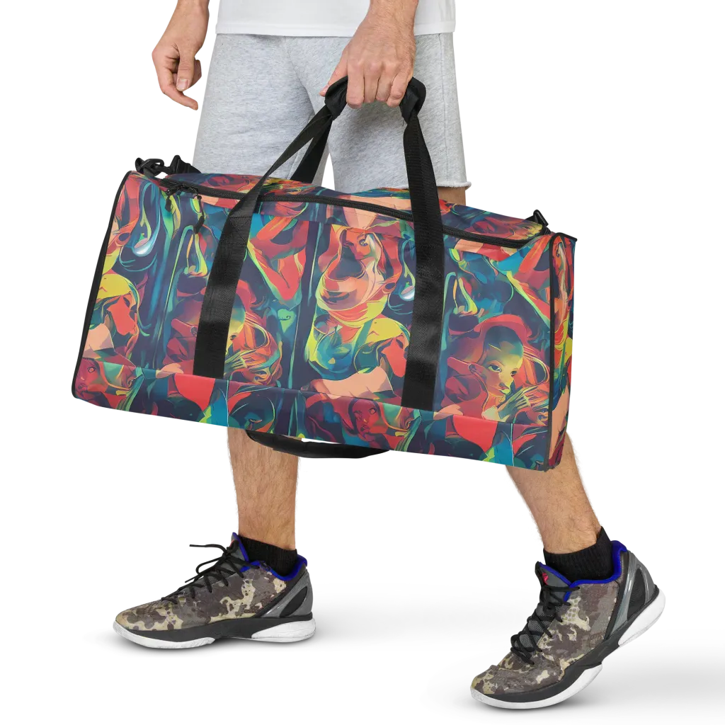 Neon Aurora on Duffle Bag — Front