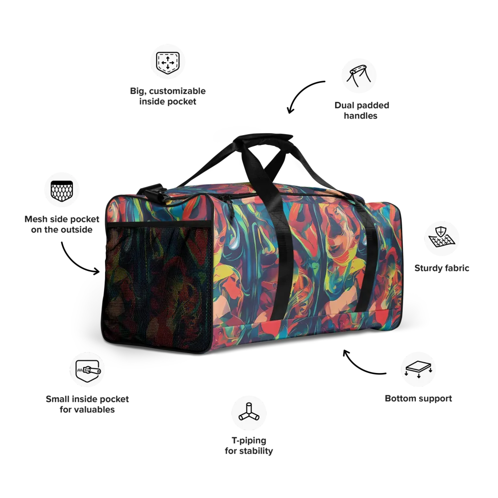 Neon Aurora on Duffle Bag — Right Front