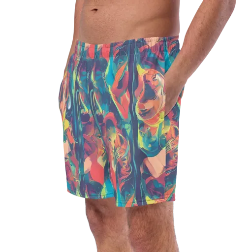 Neon Aurora on a Swim Trunks
