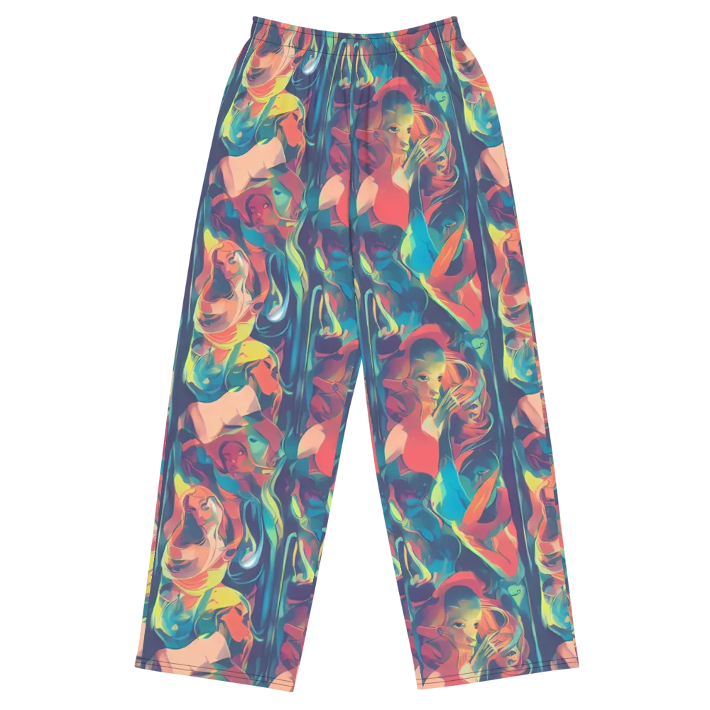 Neon Aurora on Wide-Leg Pants — Front