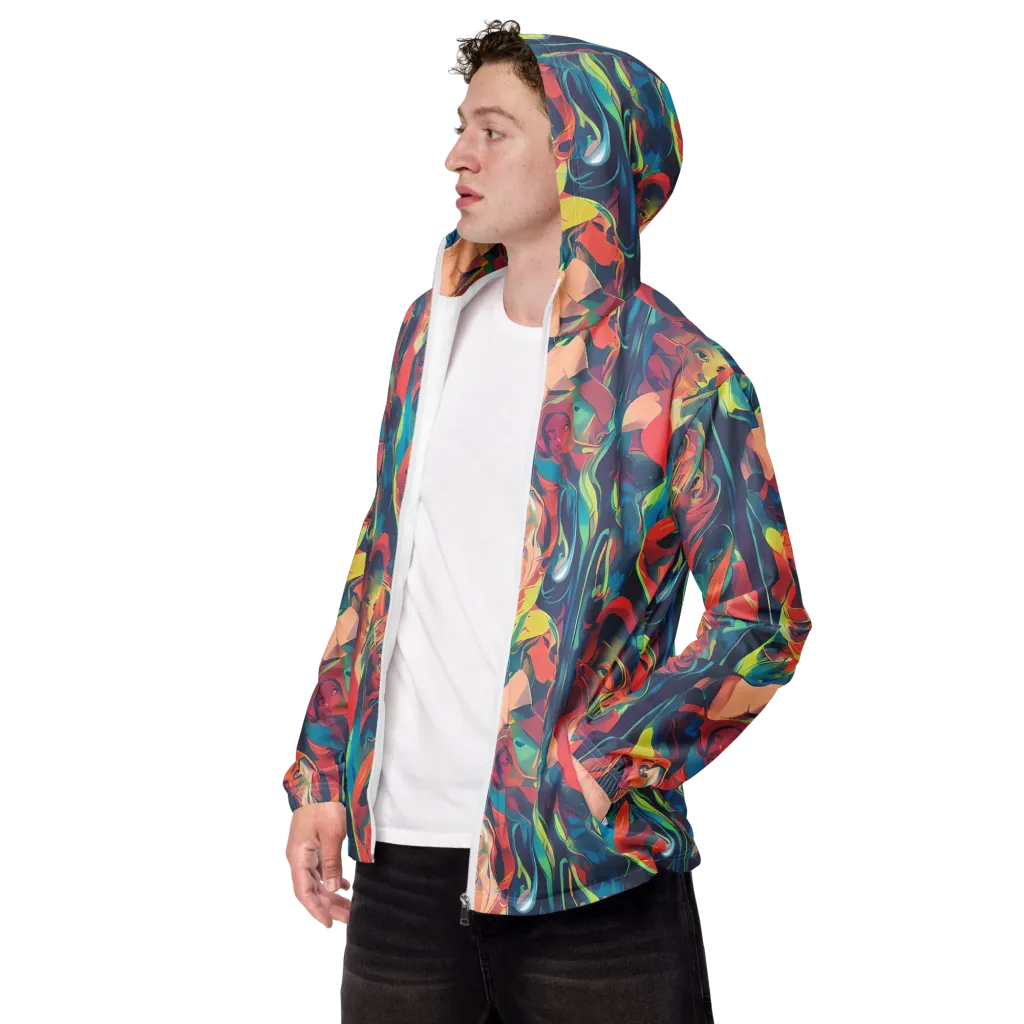 Neon Aurora on Men's Windbreaker — Left Front