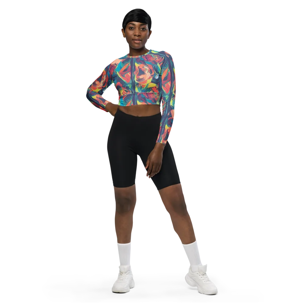 Neon Aurora on Long Sleeve Crop Top — Front