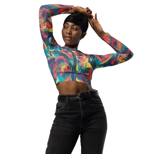 Neon Aurora on a Long Sleeve Crop Top