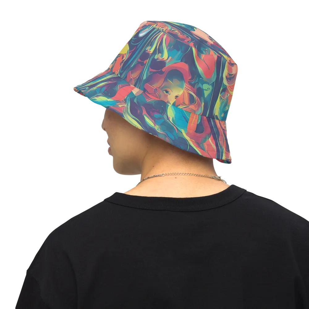 Neon Aurora on Reversible Bucket Hat — Back Inside