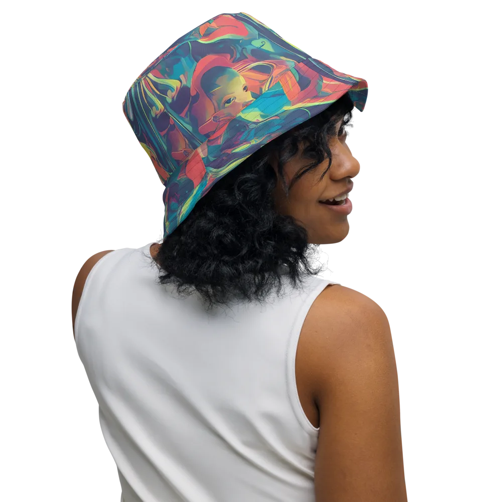 Neon Aurora on Reversible Bucket Hat — Right Outside