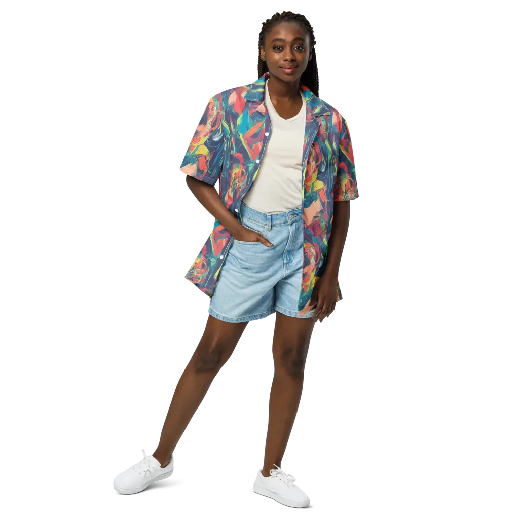 Neon Aurora on Button Shirt — Front