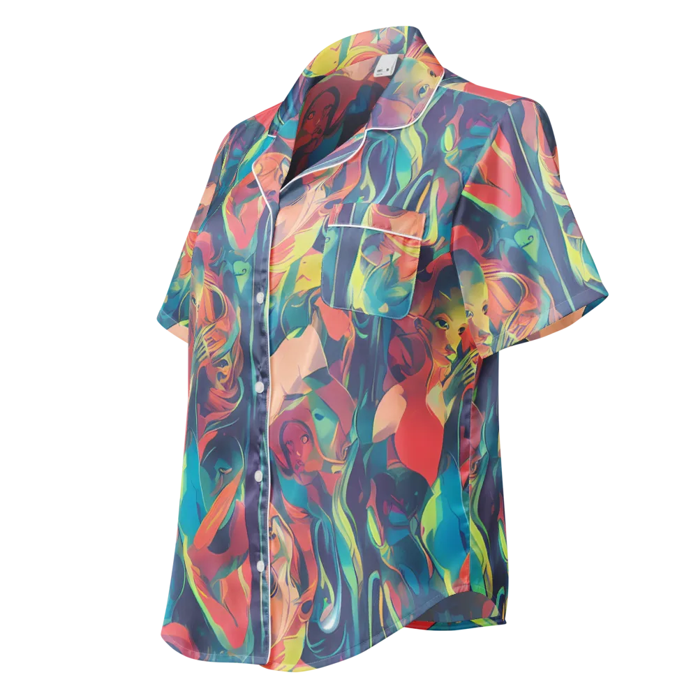 Neon Aurora on Women's Short Sleeve Pajama Top — Left Front