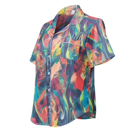 Neon Aurora on a Women's Short Sleeve Pajama Top