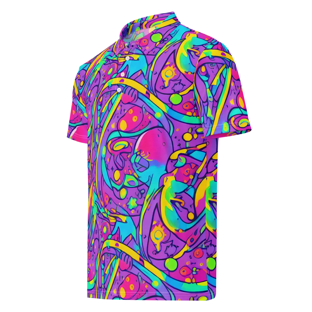 Neon Galaxy Whirl on Men's Slim Fit Polo Shirt — Left Front