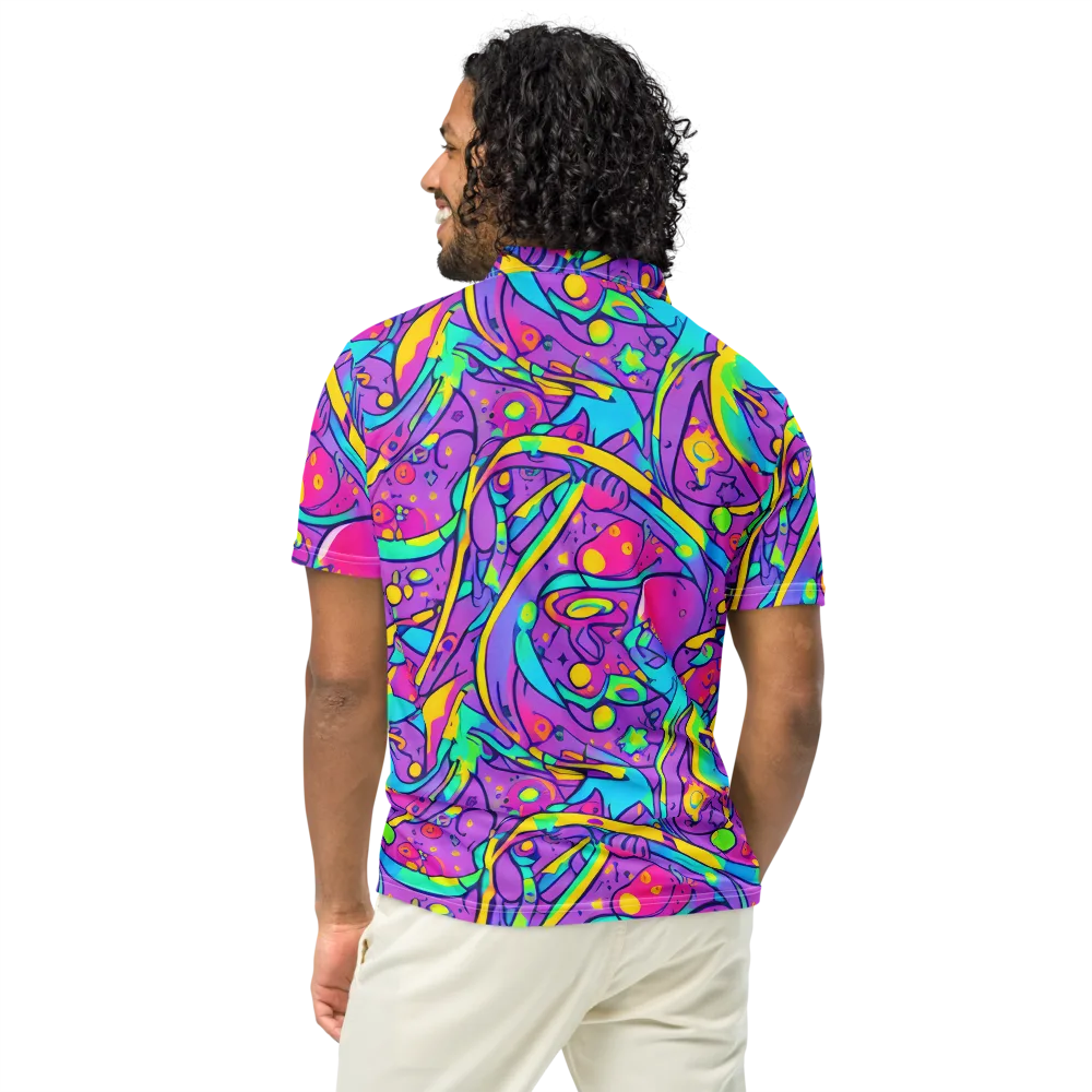 Neon Galaxy Whirl on Men's Slim Fit Polo Shirt — Back