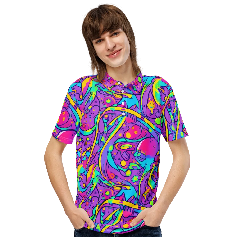 Neon Galaxy Whirl on Men's Slim Fit Polo Shirt — Front