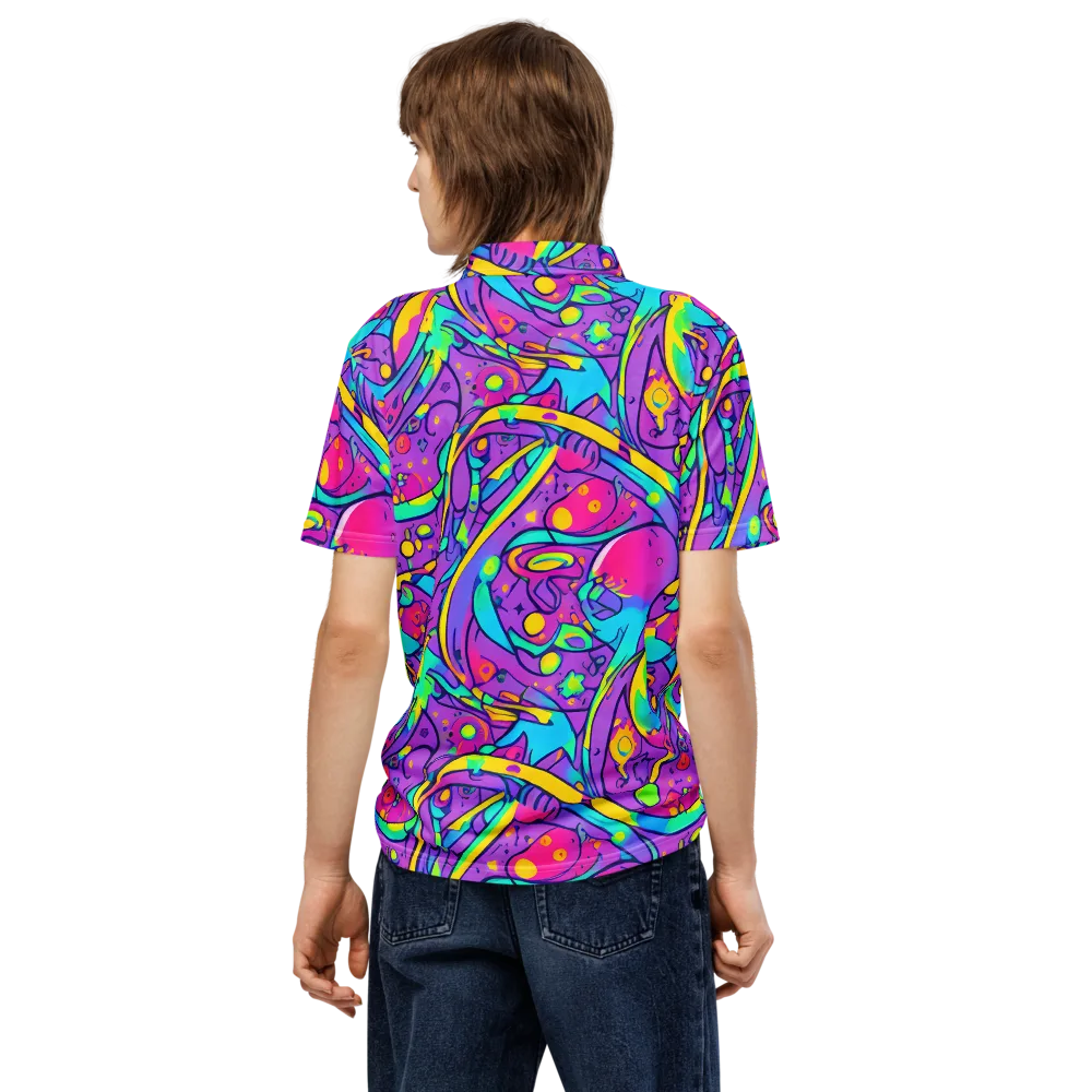 Neon Galaxy Whirl on Men's Slim Fit Polo Shirt — Back
