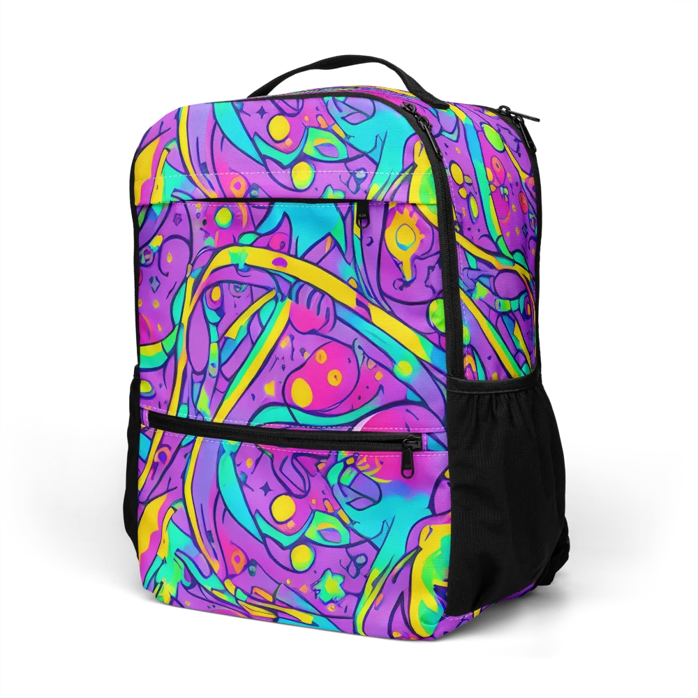 Neon Galaxy Whirl on Utility Backpack — Left Front
