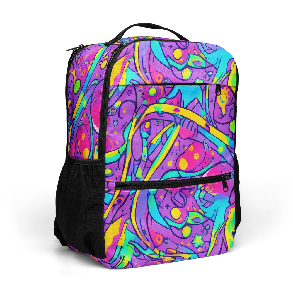 Neon Galaxy Whirl on Utility Backpack — Right Front