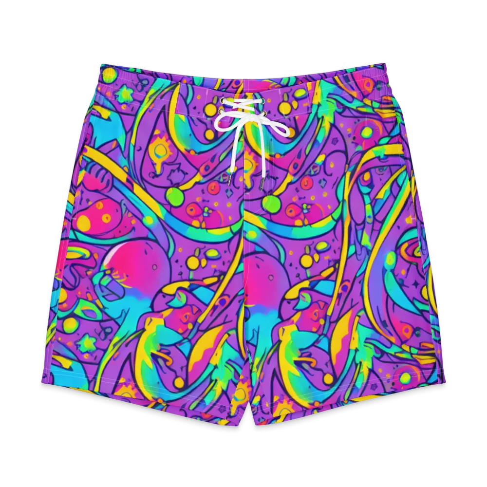 Neon Galaxy Whirl on Men's Board Shorts — Front