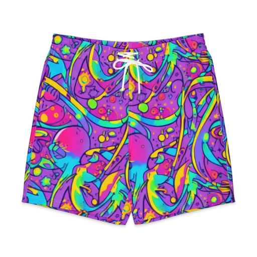 Neon Galaxy Whirl on a Men's Board Shorts